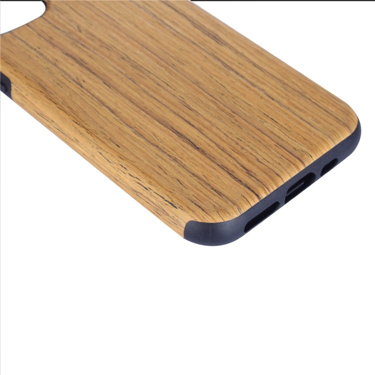 Wood Texture Leather Coated Flexible TPU Phone Casing for iPhone (2019) 5.8-inch - Khaki-2