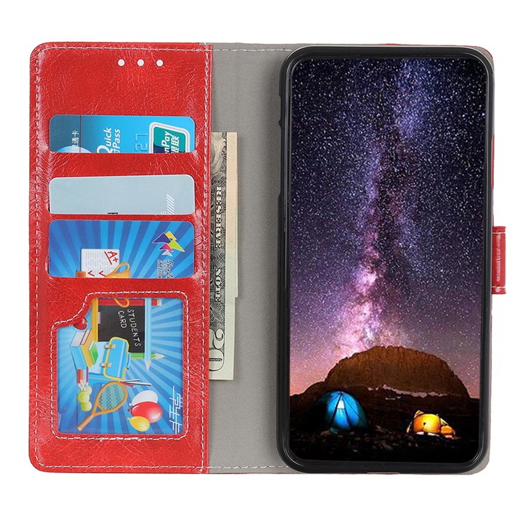 Crazy Horse Leather Wallet Case for iPhone (2019) 6.1-inch - Red-11