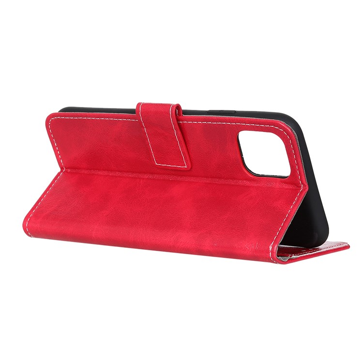 Crazy Horse Leather Wallet Case for iPhone (2019) 6.1-inch - Red-4