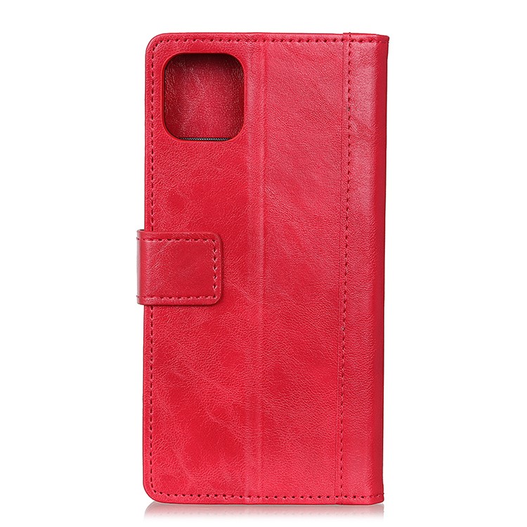 Rivet Decorated Cowide Texture PU Leather Stand Wallet Case for iPhone (2019) 6.1-inch - Red-3