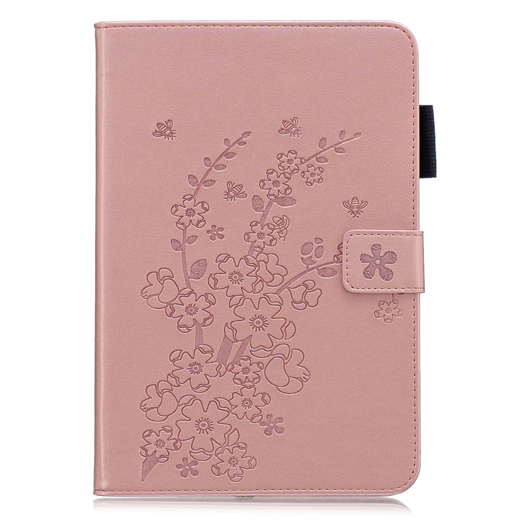 Imprint Wintersweet Leather Wallet Stand Tablet Case for for iPad mini (2019) 7.9 inch/mini 4 3 2 1 - Rose Gold-1