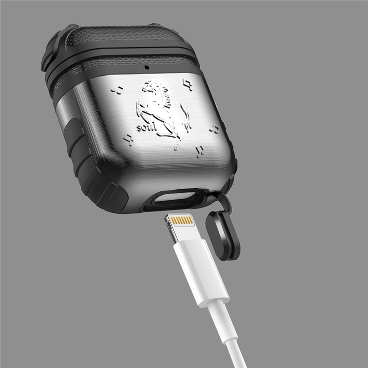Silicone + Metal Hybrid Case for Apple AirPods with Charging Case (2019) (2016) / Wireless Charging Case (2019) - Silver-4
