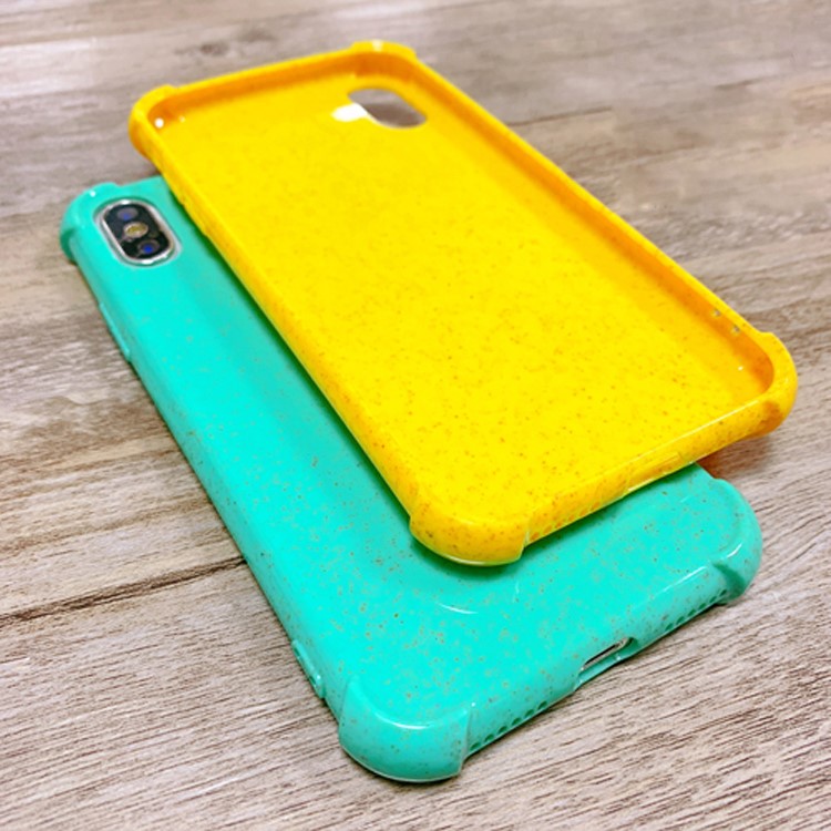 Shock-proof Wheat Straw TPU Phone Case for iPhone X / XS - Yellow-4