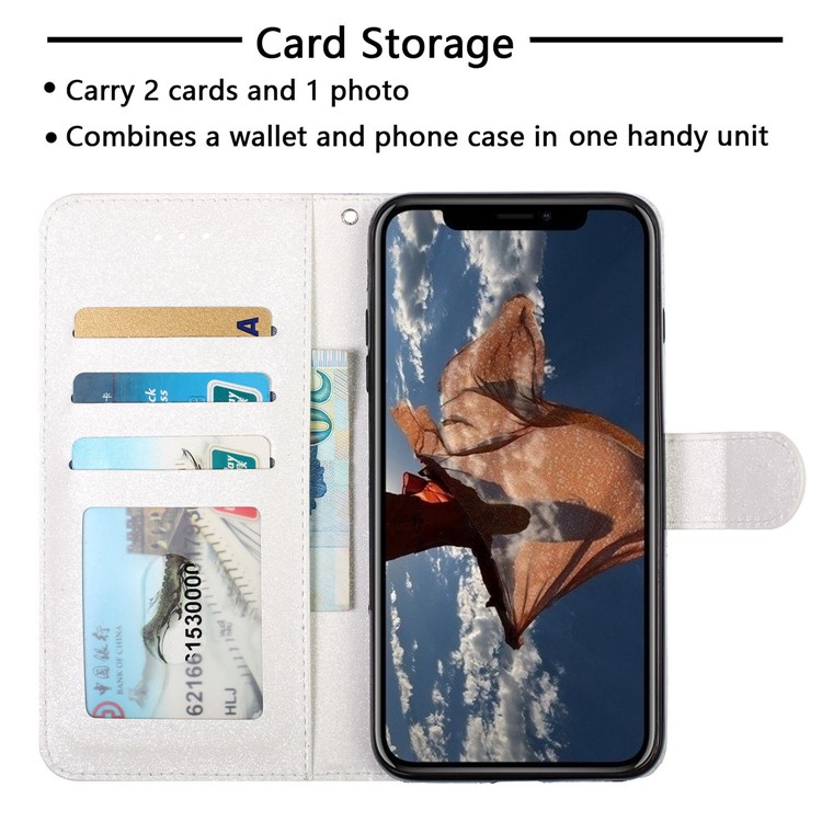 Patterned Leather Wallet Phone Case for iPhone X / XS - Wolf and Moonlight-9
