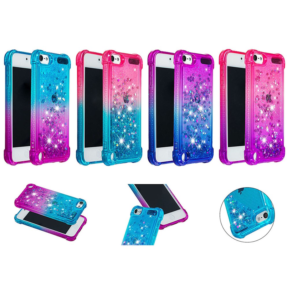 Gradienten -glitzer -pulver Quicksand TPU -hülle Für Ipod Touch (2019) / Berührung 6 / Berührung 5 - Rose / Violett