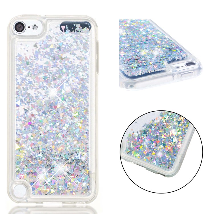 Dynamic Glitter Powder Sequins TPU Soft Case for iPod Touch (2019) / Touch 6 / Touch 5 - Silver-1