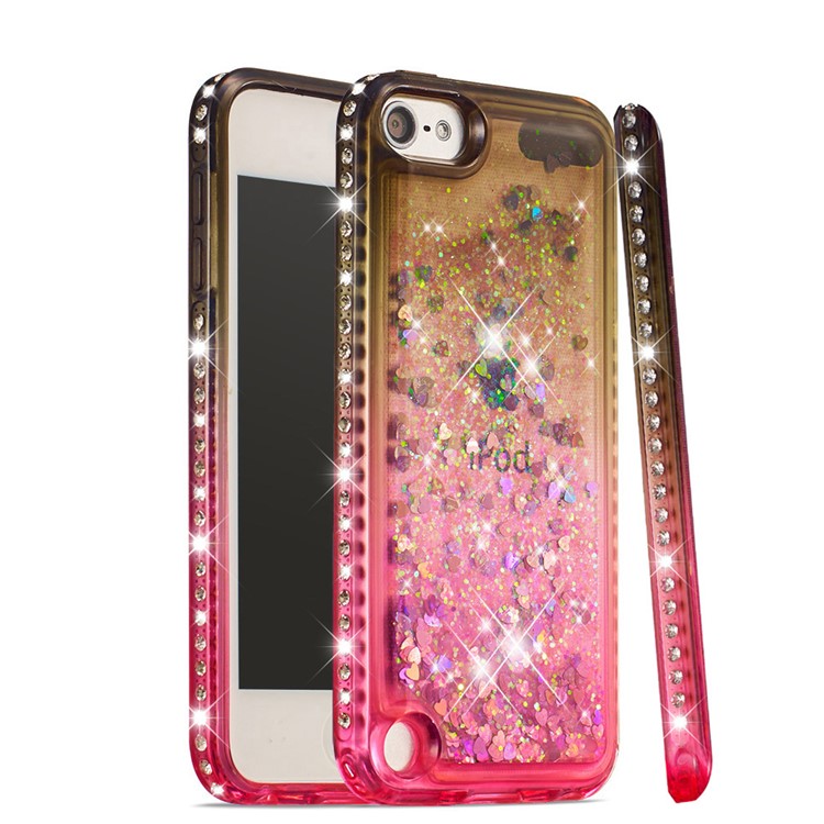Strass Decoração Glitter Pó TPU Telefone Shell Para Pod Touch (2019) / 6 / 5 - Castanho / Vermelho-2
