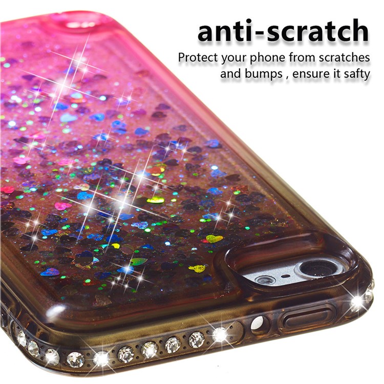 Strass Decoração Glitter Pó TPU Telefone Shell Para Pod Touch (2019) / 6 / 5 - Castanho / Vermelho-4