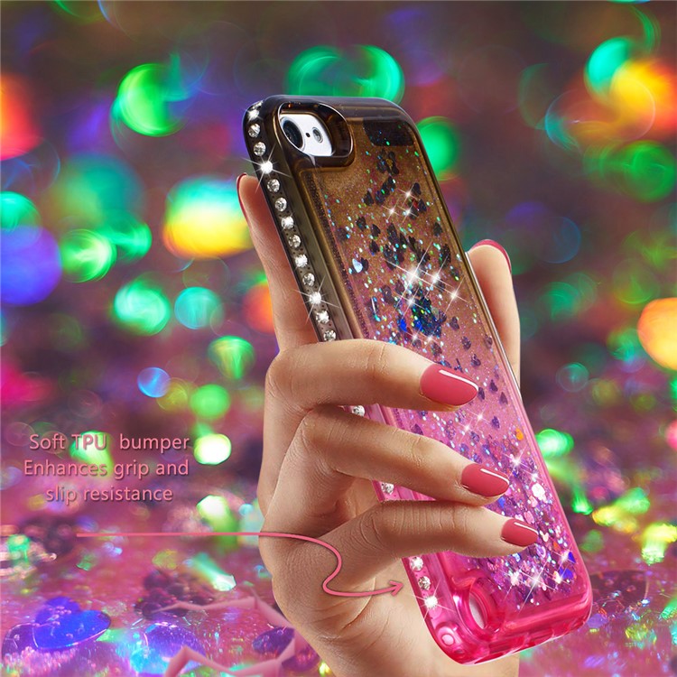 Strass Decoração Glitter Pó TPU Telefone Shell Para Pod Touch (2019) / 6 / 5 - Castanho / Vermelho-6