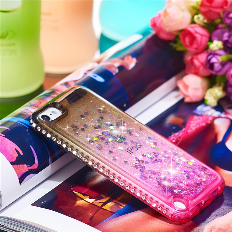 Strass Decoração Glitter Pó TPU Telefone Shell Para Pod Touch (2019) / 6 / 5 - Castanho / Vermelho-7