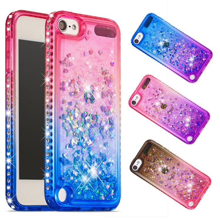 Strass Decoração Glitter Pó TPU Telefone Shell Para Pod Touch (2019) / 6 / 5 - Castanho / Vermelho-8