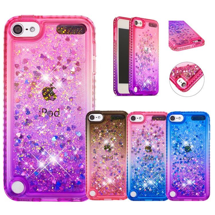 Strass Decoração Glitter Pó TPU Telefone Shell Para Pod Touch (2019) / 6 / 5 - Castanho / Vermelho-9