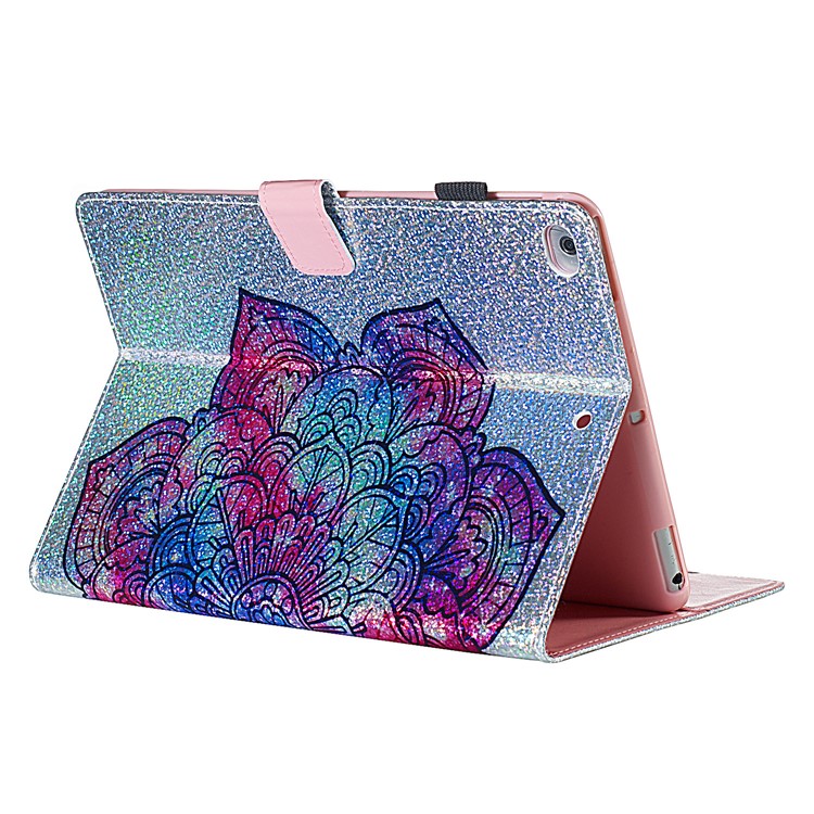 Reflective Wallet Stand Leather Case for iPad Air 2/Air (2013)/iPad 9.7-inch (2018)/iPad 9.7-inch (2017) - Flower-4