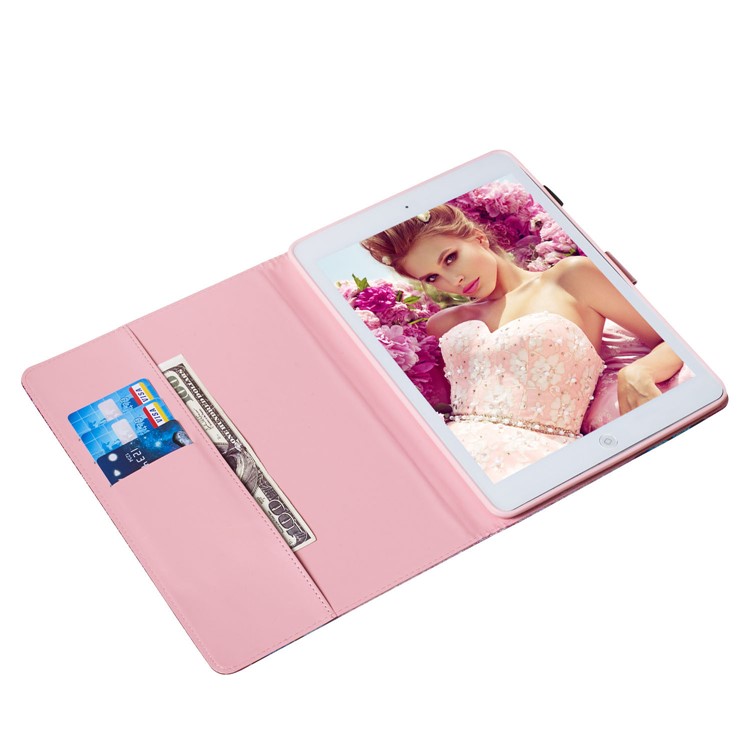 Reflective Wallet Stand Leather Case for iPad Air 2/Air (2013)/iPad 9.7-inch (2018)/iPad 9.7-inch (2017) - Flower-6
