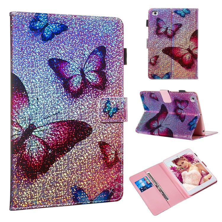 Reflective Wallet Stand Leather Case for  iPad mini 4 3 2 1 / mini (2019) 7.9 inch - Butterfly-1