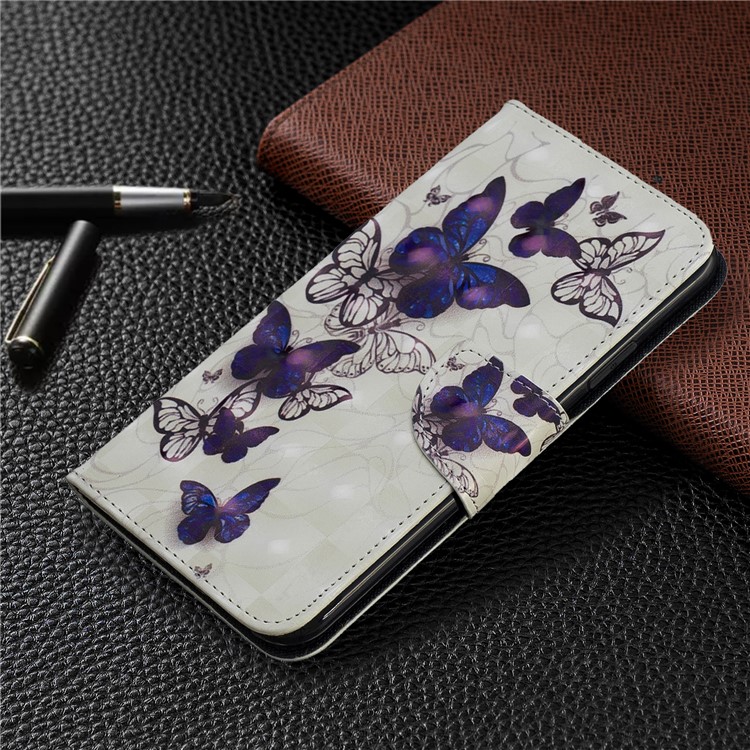 La Decoración Del Punto Ligero Modeló La Caja De Cuero Del Teléfono De La Cartera Para El Iphone (2019) 6,5 Pulgadas - Bandadas De Mariposas-7