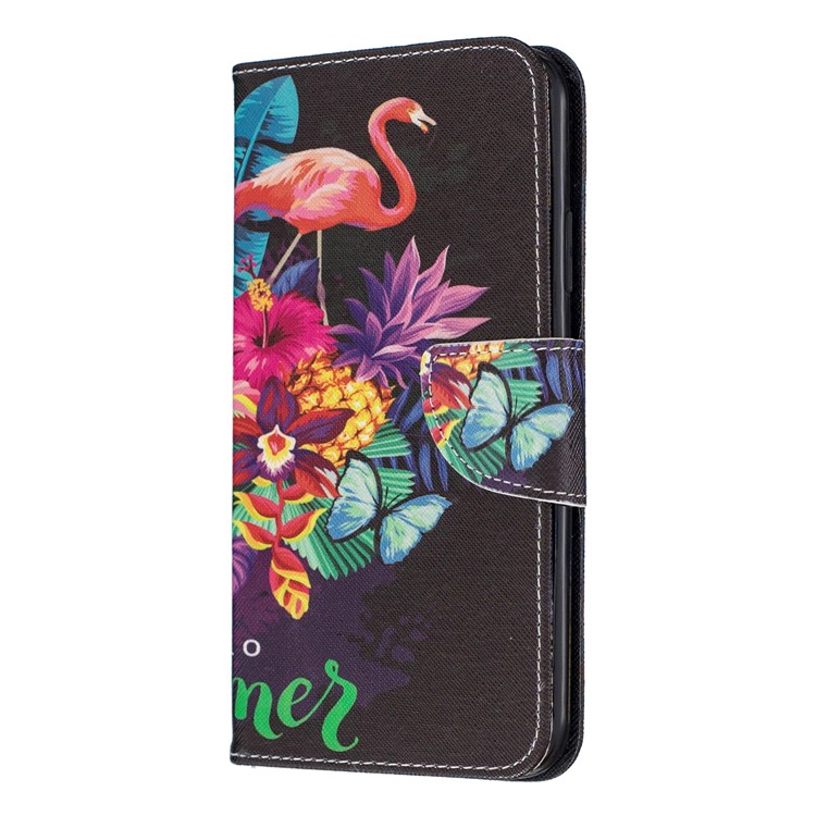Light Spot Decor Patterned Leather Wallet Phone Shell for iPhone (2019) 6.5-inch - Flamingo-2