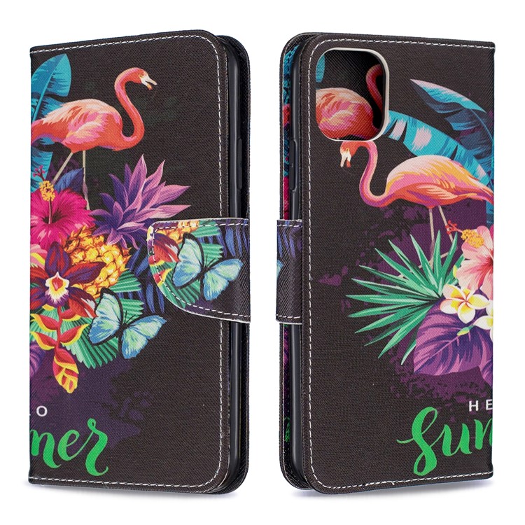 Light Spot Decor Patterned Leather Wallet Phone Shell for iPhone (2019) 6.5-inch - Flamingo-4