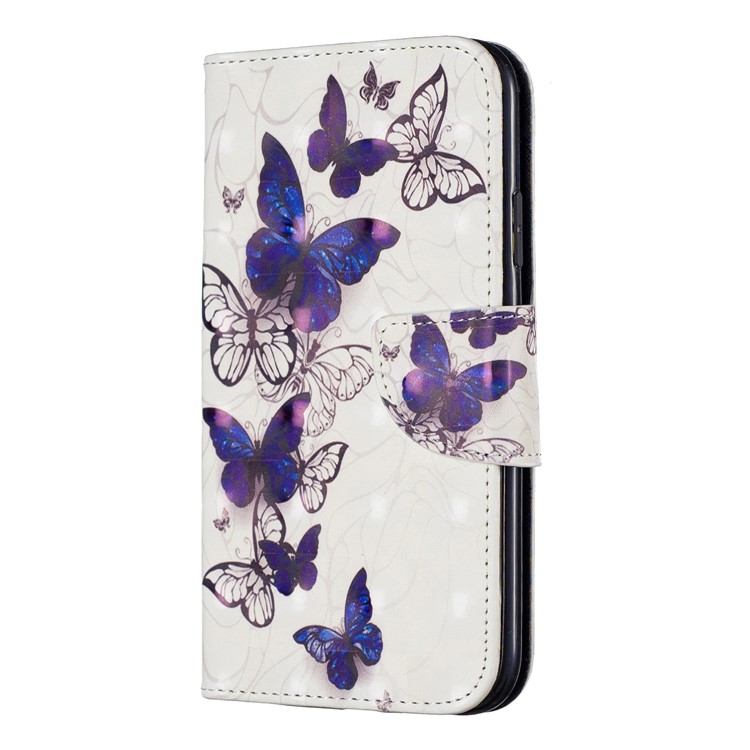 Para O Iphone (2019) 6.1-inch Padrão Impressão PU Carteira De Couro Carteira Caso De Telefone Celular - Lindas Borboletas-2