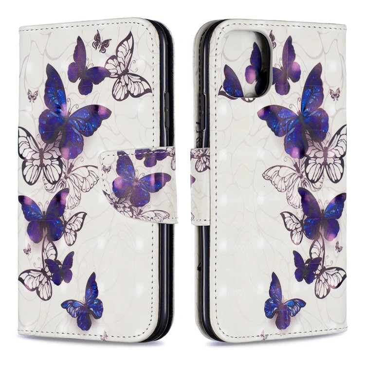 Para O Iphone (2019) 6.1-inch Padrão Impressão PU Carteira De Couro Carteira Caso De Telefone Celular - Lindas Borboletas-4
