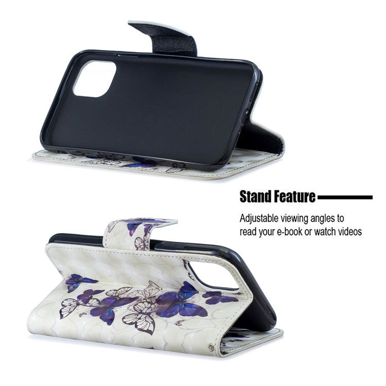 Para O Iphone (2019) 6.1-inch Padrão Impressão PU Carteira De Couro Carteira Caso De Telefone Celular - Lindas Borboletas-5