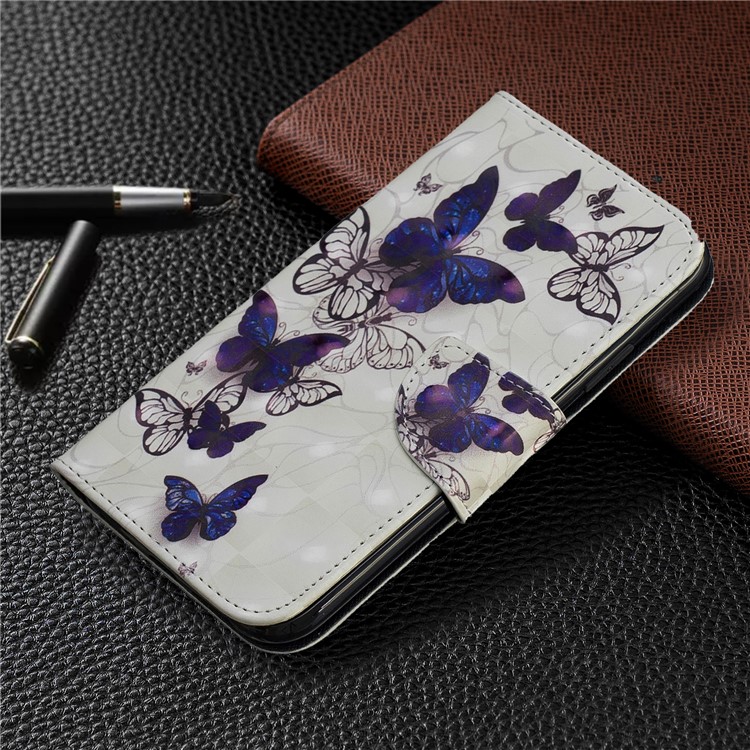 Para O Iphone (2019) 6.1-inch Padrão Impressão PU Carteira De Couro Carteira Caso De Telefone Celular - Lindas Borboletas-7