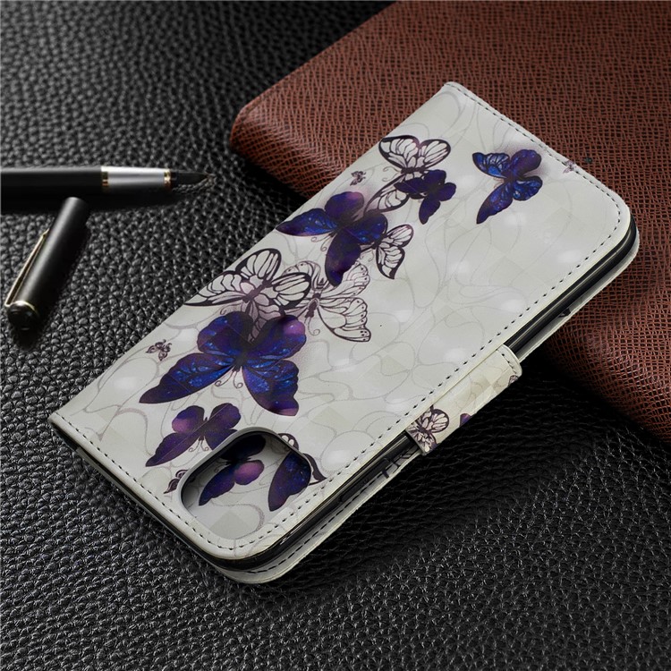 Para O Iphone (2019) 6.1-inch Padrão Impressão PU Carteira De Couro Carteira Caso De Telefone Celular - Lindas Borboletas-8