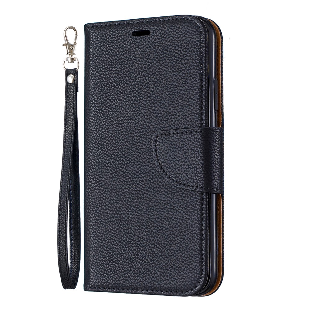 Portefeuille De Cuir De Texture Litchi Stand Cas De Téléphone Mobile Pour Iphone (2019) 6,1 Pouces - Noir-2