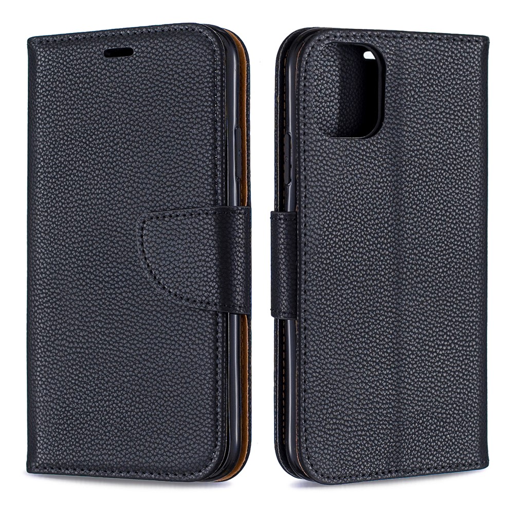 Portefeuille De Cuir De Texture Litchi Stand Cas De Téléphone Mobile Pour Iphone (2019) 6,1 Pouces - Noir-4