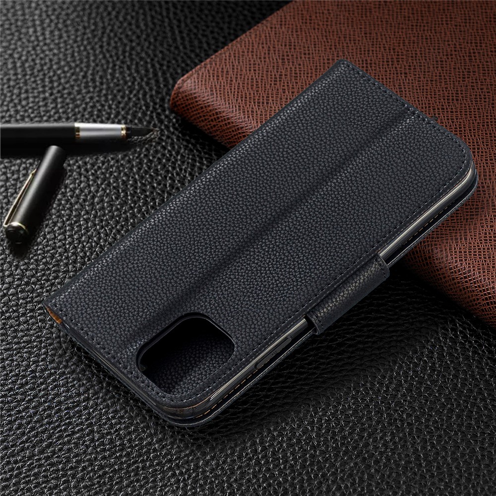 Portefeuille De Cuir De Texture Litchi Stand Cas De Téléphone Mobile Pour Iphone (2019) 6,1 Pouces - Noir-8