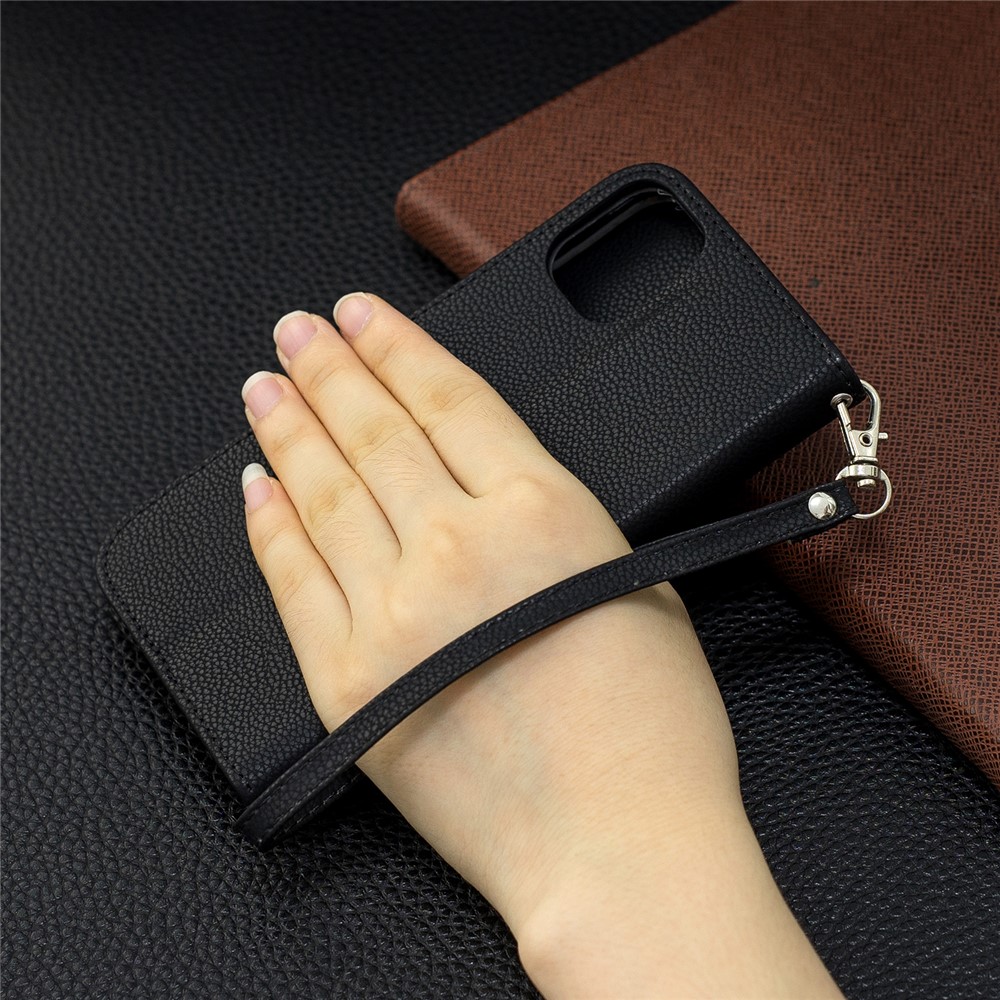 Portefeuille De Cuir De Texture Litchi Stand Cas De Téléphone Mobile Pour Iphone (2019) 6,1 Pouces - Noir-9