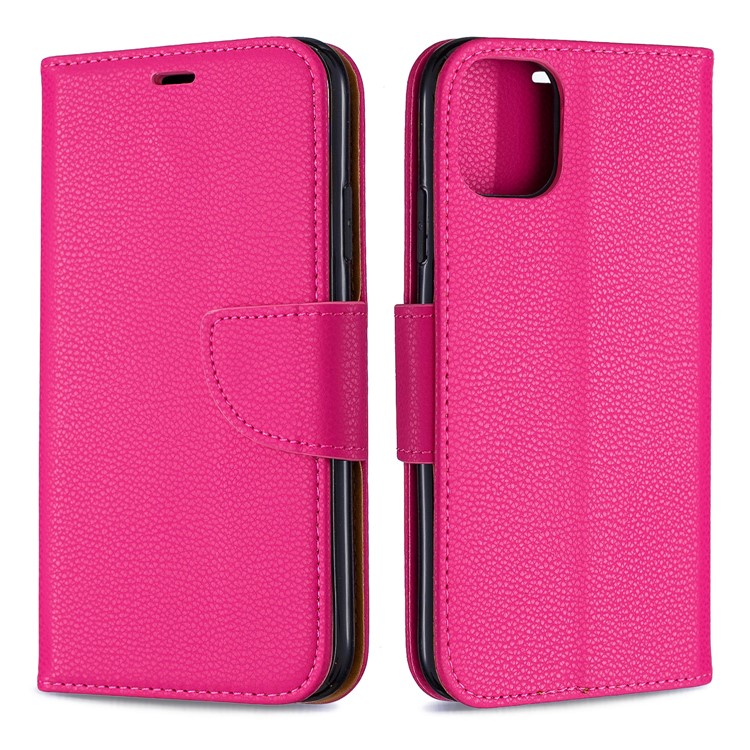 Portefeuille De Cuir De Texture Litchi Stand Cas De Téléphone Mobile Pour Iphone (2019) 6,1 Pouces - Rose-4