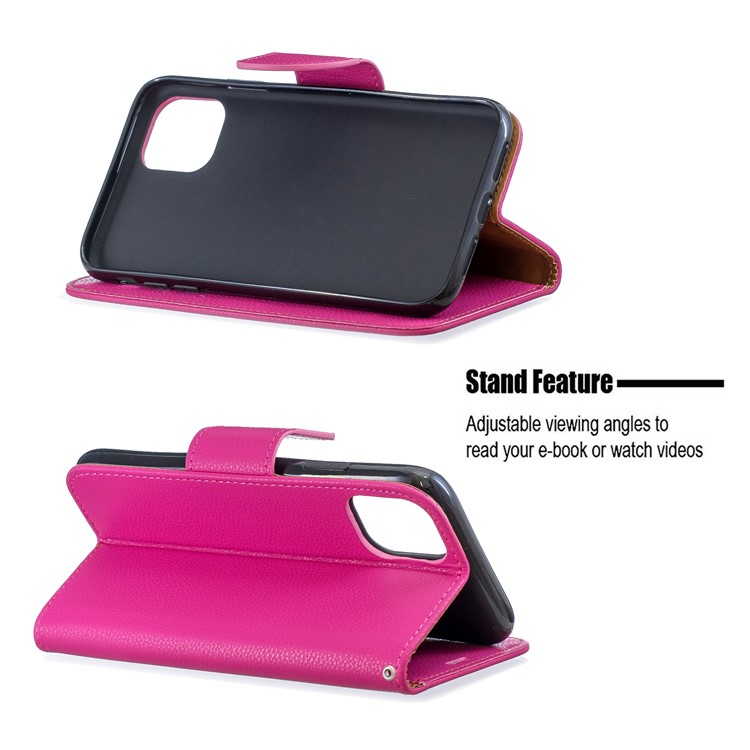 Portefeuille De Cuir De Texture Litchi Stand Cas De Téléphone Mobile Pour Iphone (2019) 6,1 Pouces - Rose-5