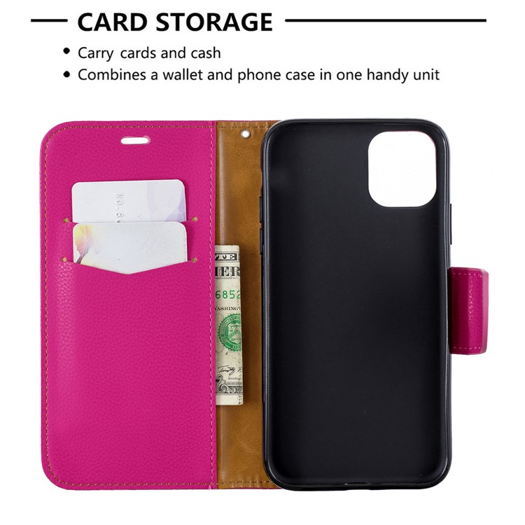 Portefeuille De Cuir De Texture Litchi Stand Cas De Téléphone Mobile Pour Iphone (2019) 6,1 Pouces - Rose-6