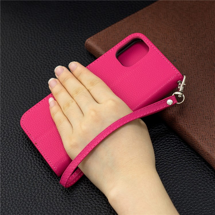 Portefeuille De Cuir De Texture Litchi Stand Cas De Téléphone Mobile Pour Iphone (2019) 6,1 Pouces - Rose-9