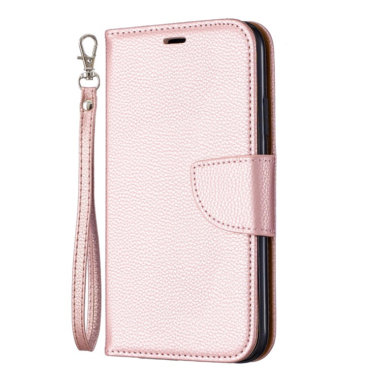 Portefeuille De Cuir De Texture Litchi Stand Cas De Téléphone Mobile Pour Iphone (2019) 6,1 Pouces - Or Rose-2