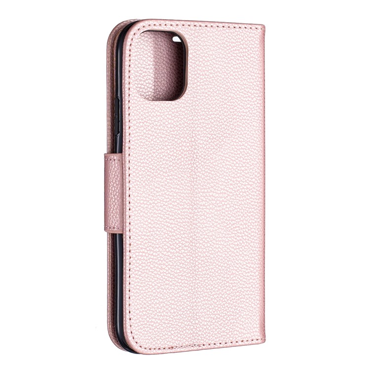 Portefeuille De Cuir De Texture Litchi Stand Cas De Téléphone Mobile Pour Iphone (2019) 6,1 Pouces - Or Rose-3