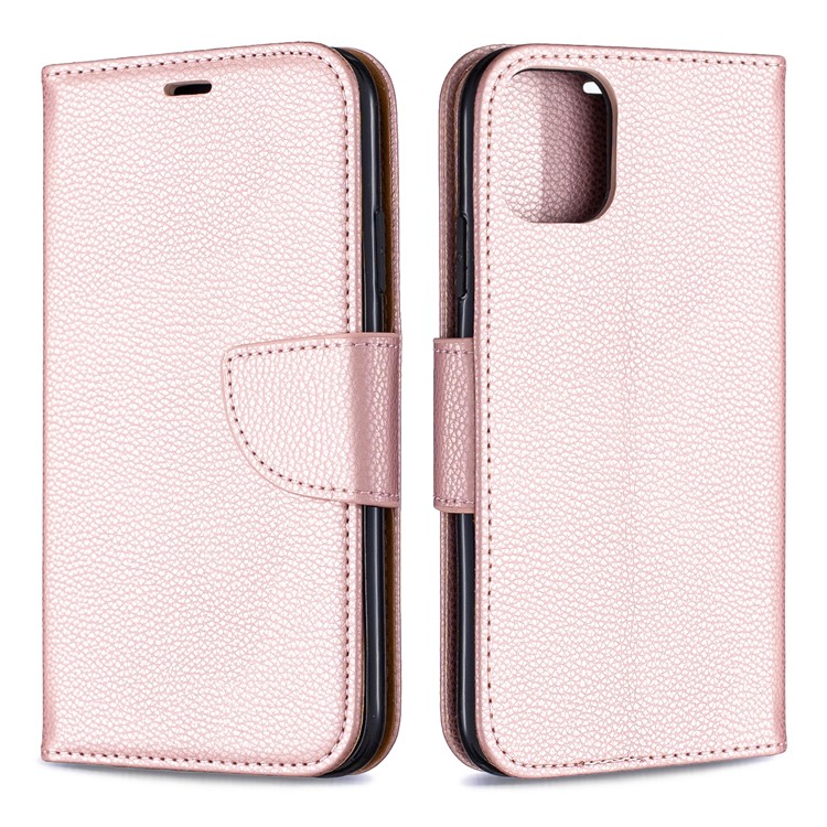 Portefeuille De Cuir De Texture Litchi Stand Cas De Téléphone Mobile Pour Iphone (2019) 6,1 Pouces - Or Rose-4