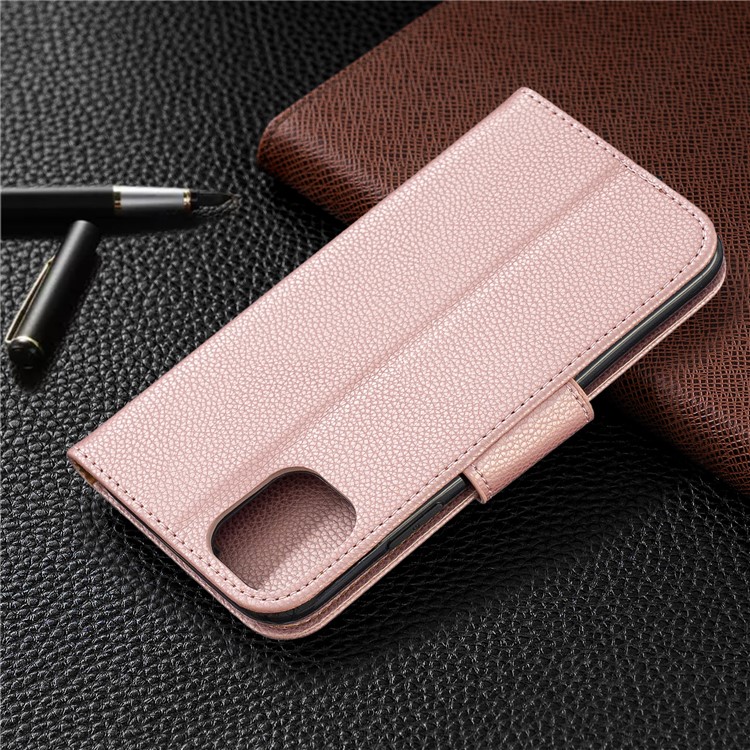Portefeuille De Cuir De Texture Litchi Stand Cas De Téléphone Mobile Pour Iphone (2019) 6,1 Pouces - Or Rose-8
