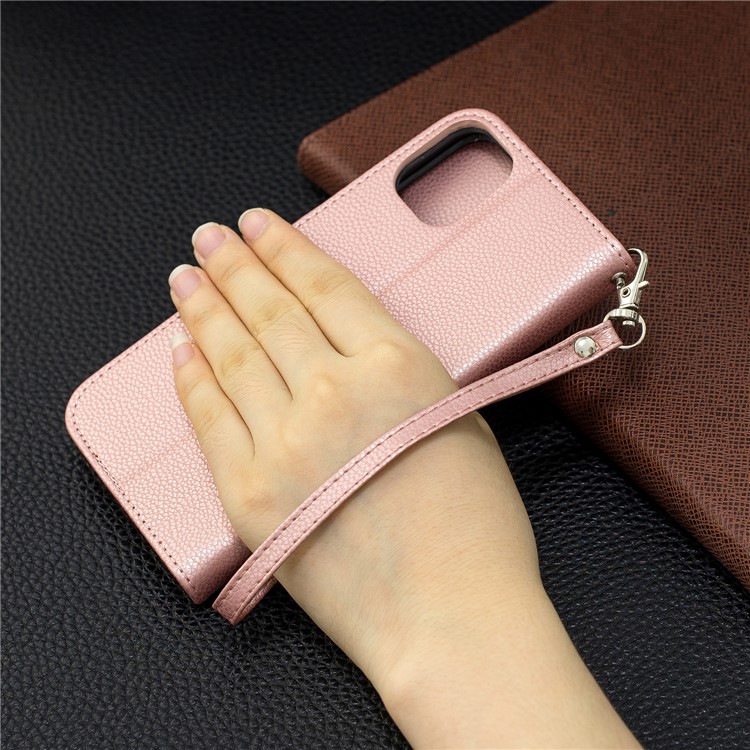 Portefeuille De Cuir De Texture Litchi Stand Cas De Téléphone Mobile Pour Iphone (2019) 6,1 Pouces - Or Rose-9