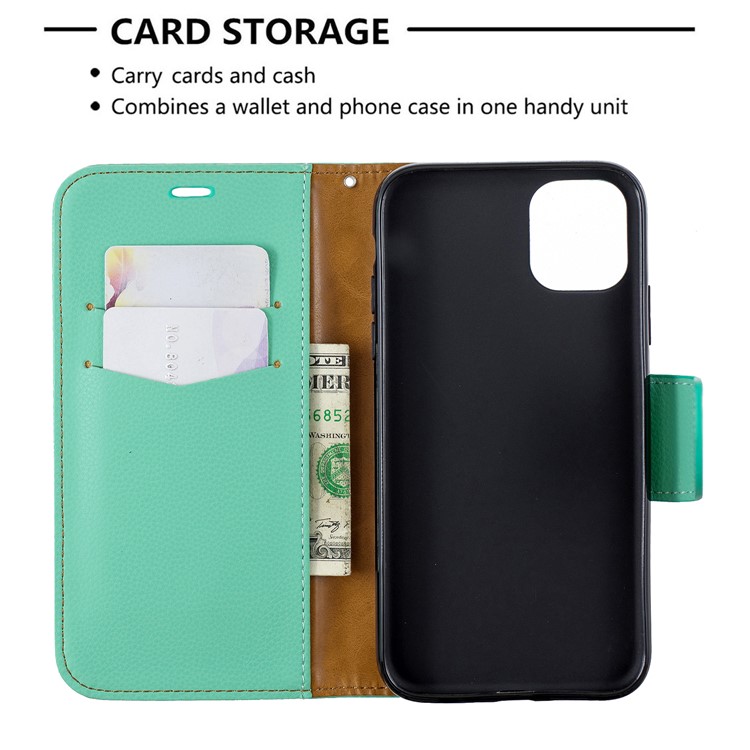 Portefeuille De Cuir De Texture Litchi Stand Cas De Téléphone Mobile Pour Iphone (2019) 6,1 Pouces - Vert-6