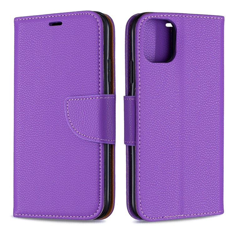 Portefeuille De Cuir De Texture Litchi Stand Cas De Téléphone Mobile Pour Iphone (2019) 6,1 Pouces - Violet-4