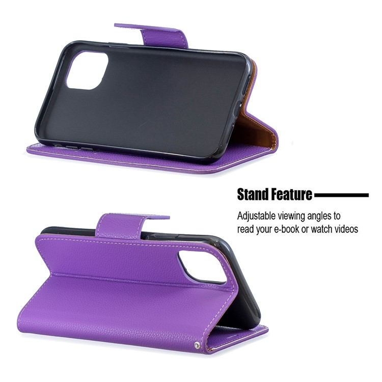 Portefeuille De Cuir De Texture Litchi Stand Cas De Téléphone Mobile Pour Iphone (2019) 6,1 Pouces - Violet-5
