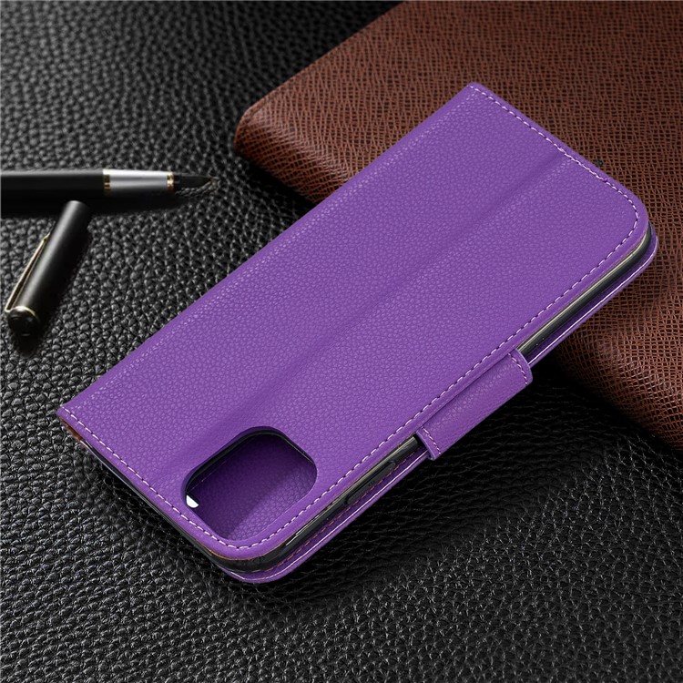 Portefeuille De Cuir De Texture Litchi Stand Cas De Téléphone Mobile Pour Iphone (2019) 6,1 Pouces - Violet-8
