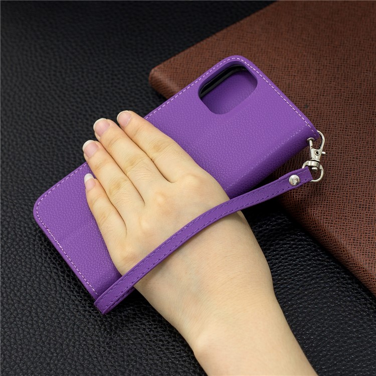 Portefeuille De Cuir De Texture Litchi Stand Cas De Téléphone Mobile Pour Iphone (2019) 6,1 Pouces - Violet-9