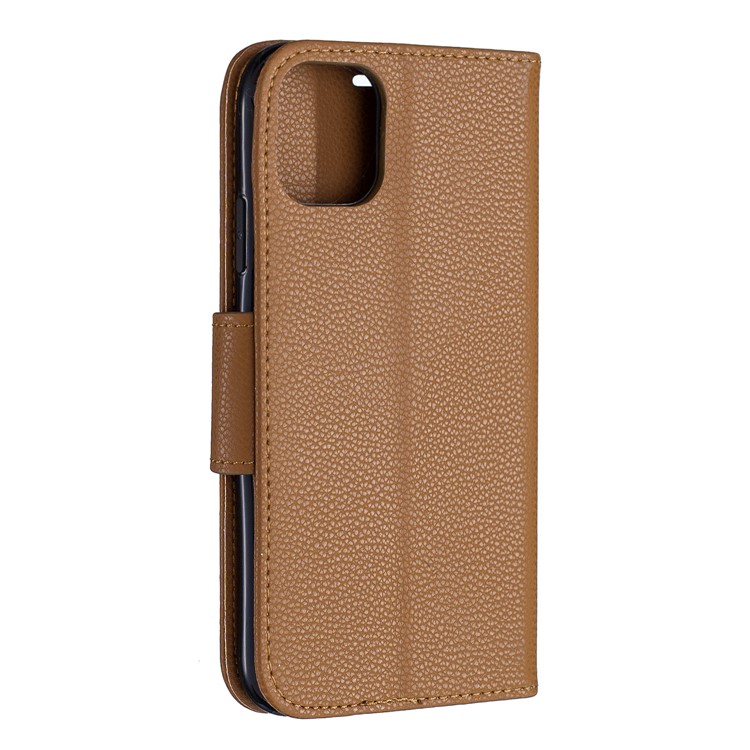 Portefeuille De Cuir De Texture Litchi Stand Cas De Téléphone Mobile Pour Iphone (2019) 6,1 Pouces - Marron-3