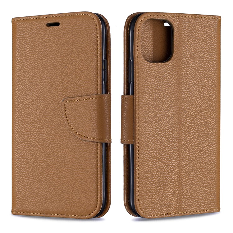 Portefeuille De Cuir De Texture Litchi Stand Cas De Téléphone Mobile Pour Iphone (2019) 6,1 Pouces - Marron-4
