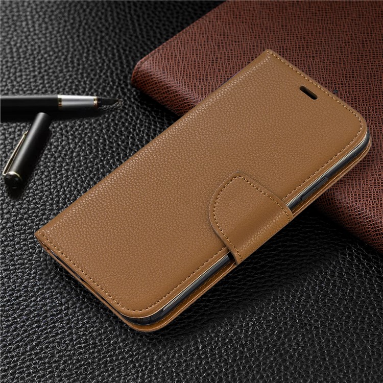 Portefeuille De Cuir De Texture Litchi Stand Cas De Téléphone Mobile Pour Iphone (2019) 6,1 Pouces - Marron-7