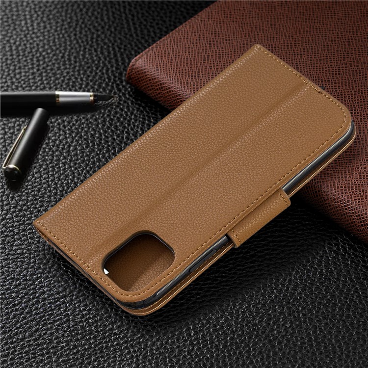 Portefeuille De Cuir De Texture Litchi Stand Cas De Téléphone Mobile Pour Iphone (2019) 6,1 Pouces - Marron-8