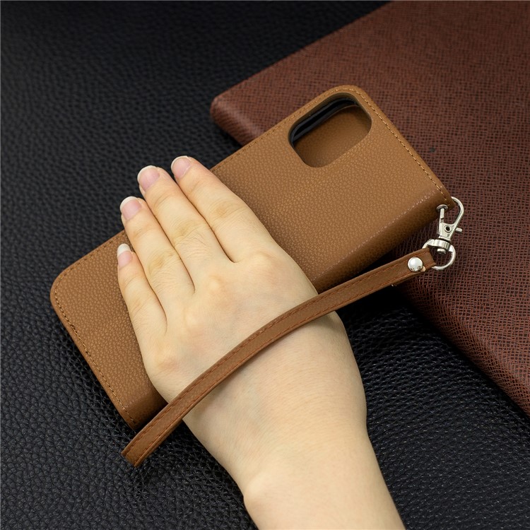 Portefeuille De Cuir De Texture Litchi Stand Cas De Téléphone Mobile Pour Iphone (2019) 6,1 Pouces - Marron-9